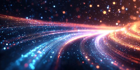 Fototapeta premium Abstract Cosmic Trails: Celestial Swirls of Light and Energy in a Dark Universe