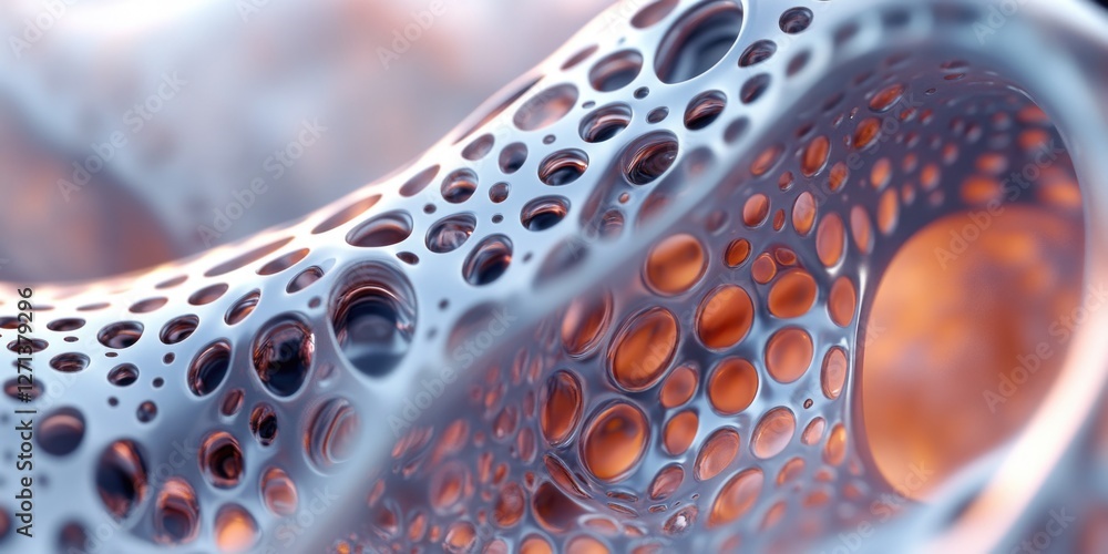 Aufkleber this image shows the intricate details and structure of a microscopic network in a sponge or filter.