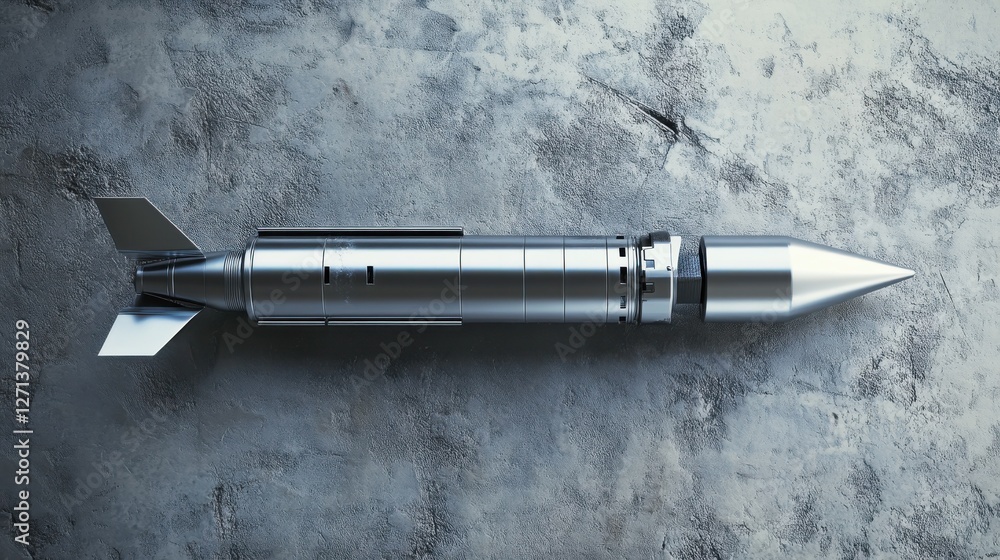 Poster launching rocket on gray background. startup and begin concept. 3d rendering.
