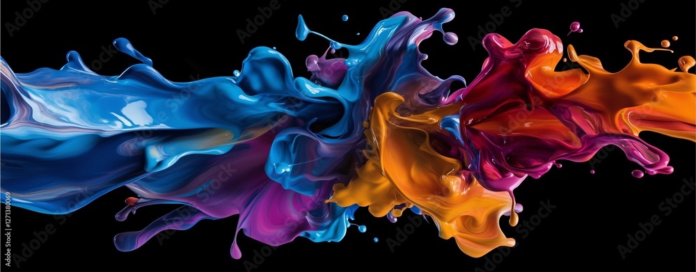 Poster explosive palette: an energetic burst of vibrant colors explodes outwards in a dramatic display of c