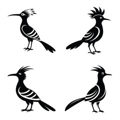 Hoopoe Silhouette Vector Icon Set Perfect for Logos & Artwork.