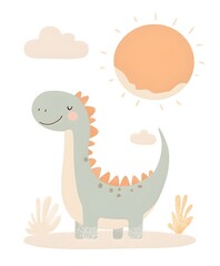 Naklejka premium Illustration of a little smiling dinosaur