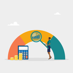 Benchmark performance growth key performance indicator. The result of measuring a key performance indicator. Vector illustration.	