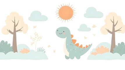 Illustration of a little smiling dinosaur