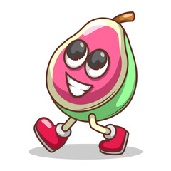 Funny doodle fruit cartoon with cute expression