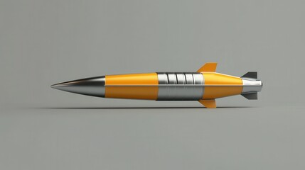 Launching rocket on gray background. Startup and begin concept. 3D Rendering.