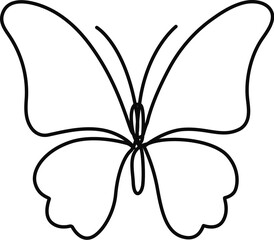 Flying Butterfly Elegance continuous line drawing clipart.