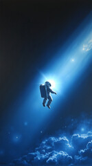  cosmic scene, astronaut silhouette earth phone wallpaper background | generative AI