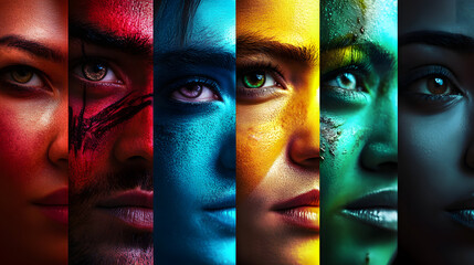 Obraz premium collage of people with painted face