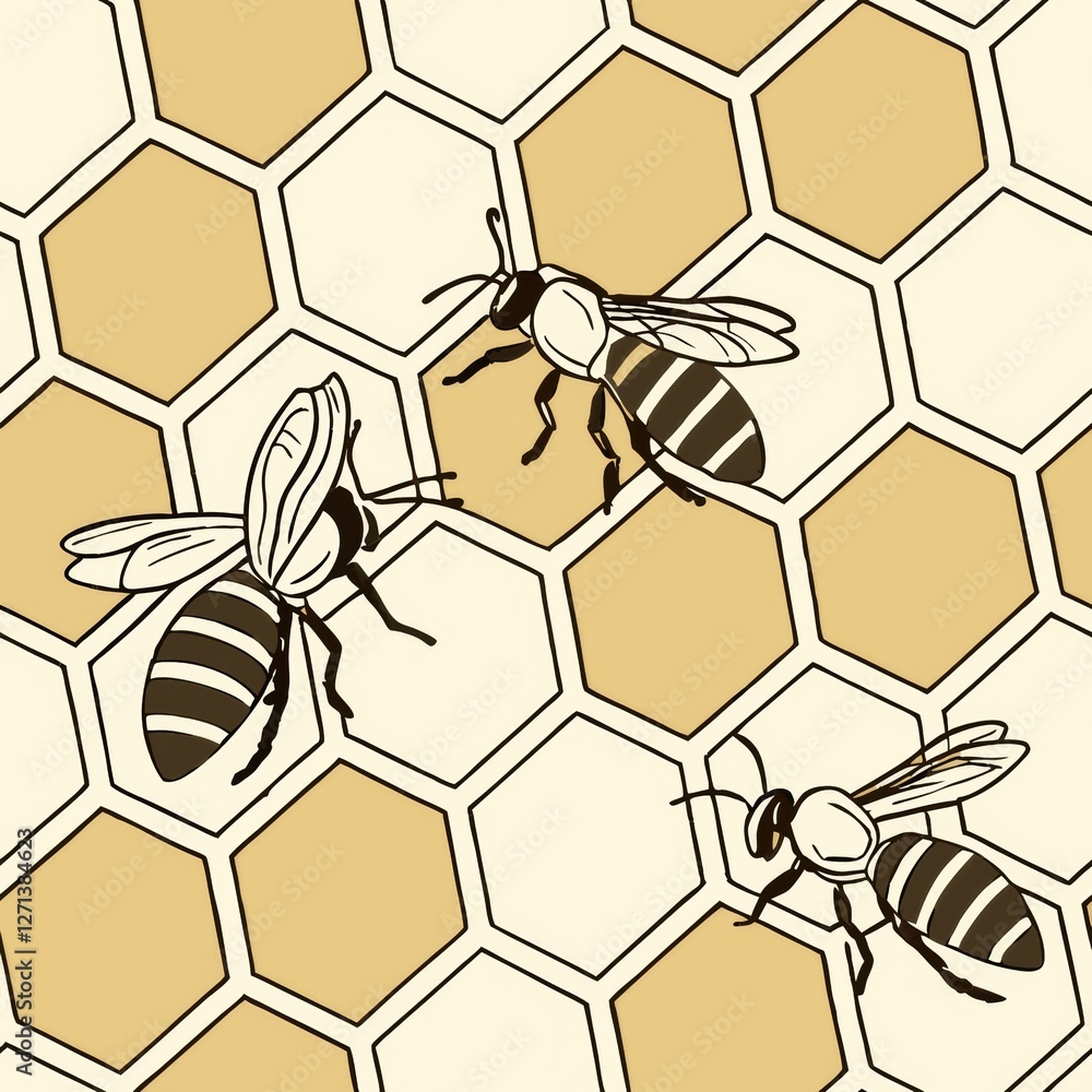 Poster seamless patterns. fabric pattern. hexagonal honeycomb pattern. textile, tile