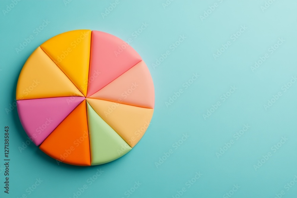 Poster A flat, modern design of a pie chart divided into different data sections, representing statistics