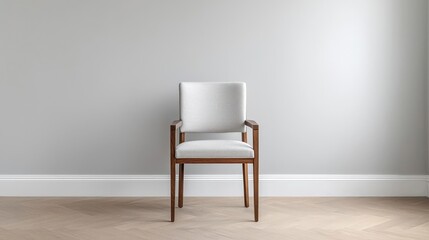 Gray Upholstered Armchair in a Minimalist Room