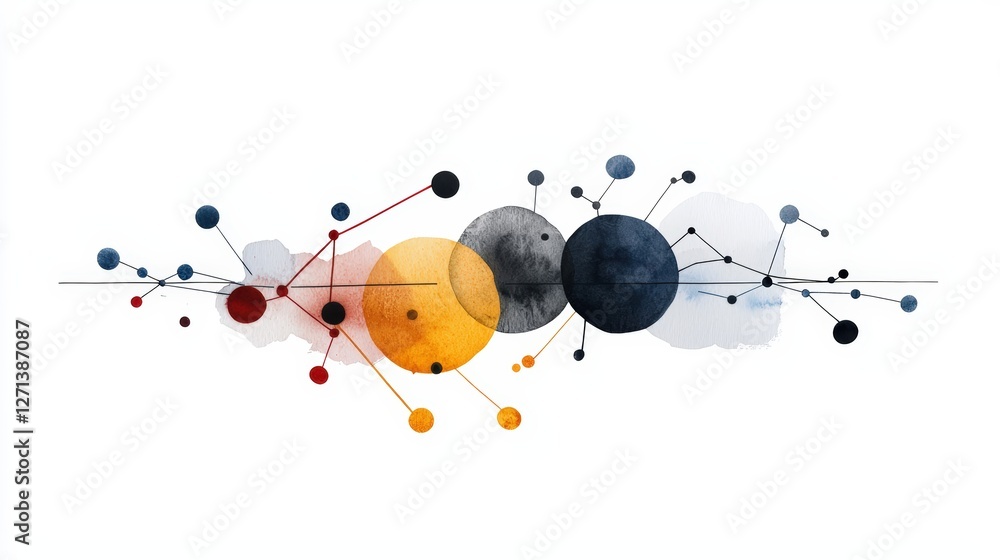 Poster a vibrant abstract composition blending celestial spheres and dynamic particles, perfect for art and