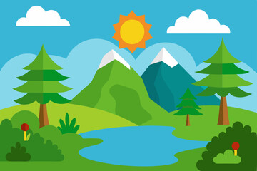 Fototapeta premium landscape with trees and mountains