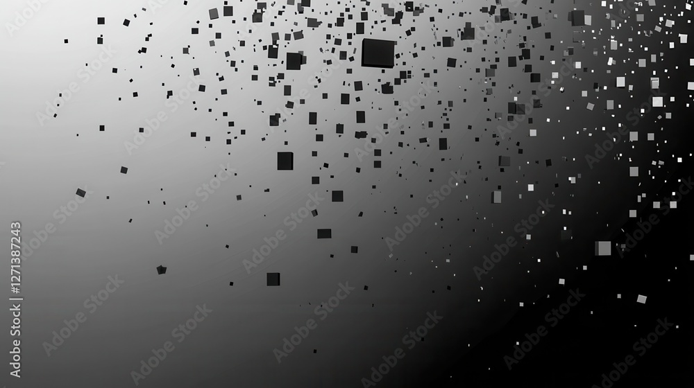 Poster pixel mosaic. pixelated pattern, dispersion grayscale background. business art gradient, square flyi