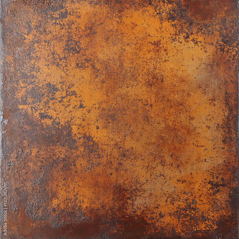 Poster rusty texture with warm orange and brown tones on surface
