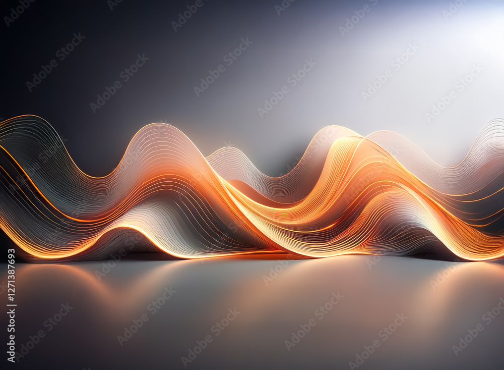 Aufkleber smooth flowing waves of orange and white elegantly curve across a dark backdrop, creating a sense of