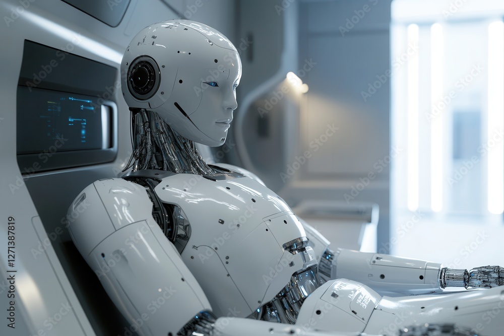 Poster an unmanned automatic factory production robot performs manufacturing in the factory.