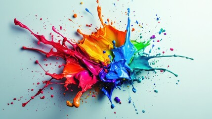 Naklejka premium Vibrant Splash of Mixed Colors in Dynamic Paint Explosion Art
