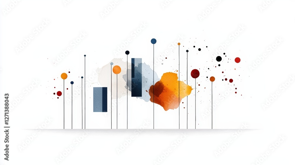 Poster a vibrant abstract composition featuring colorful shapes and vertical lines, perfect for modern desi