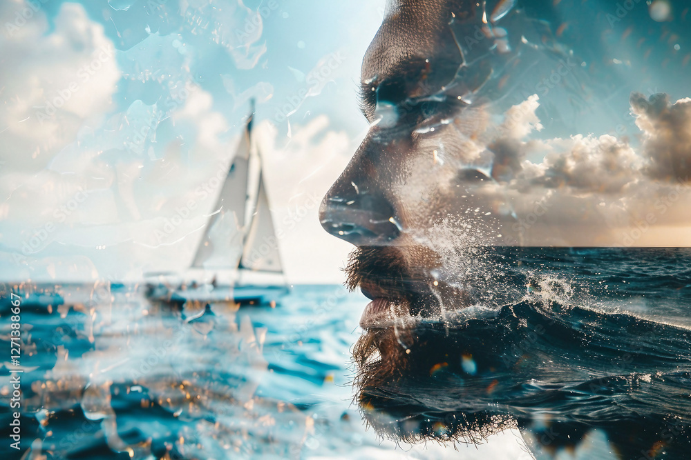 Poster creative image of person working made generative ai image