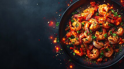 Delicious Plate of Succulent Shrimp Accompanied by Fresh Colorful Vegetables Drenched in Flavorful Sauce Creating an Inviting and Appetizing Culinary Delight for Seafood Lovers Everywhere