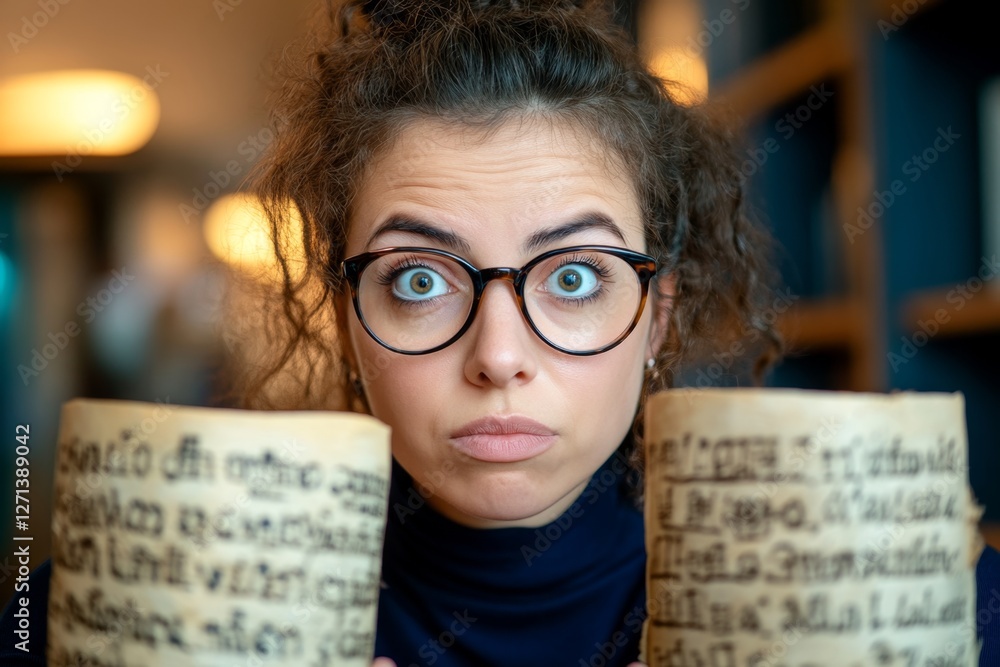 Aufkleber A gothic-style scholar in a candlelit study, analyzing cryptic statistical formulas written on ancient scrolls