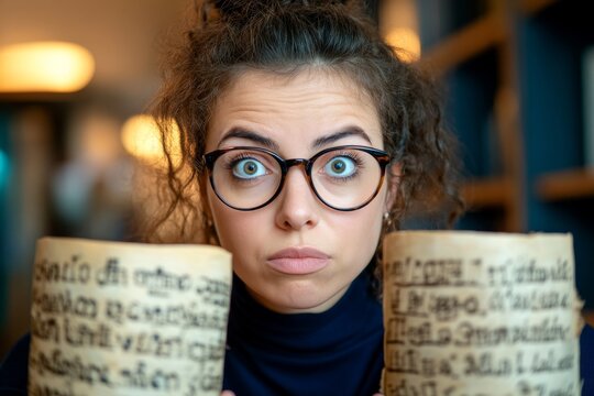 A gothic-style scholar in a candlelit study, analyzing cryptic statistical formulas written on ancient scrolls
