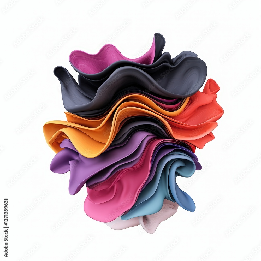 Poster a vibrant abstract composition of colorful wavy shapes, showcasing fluid forms and dynamic interplay