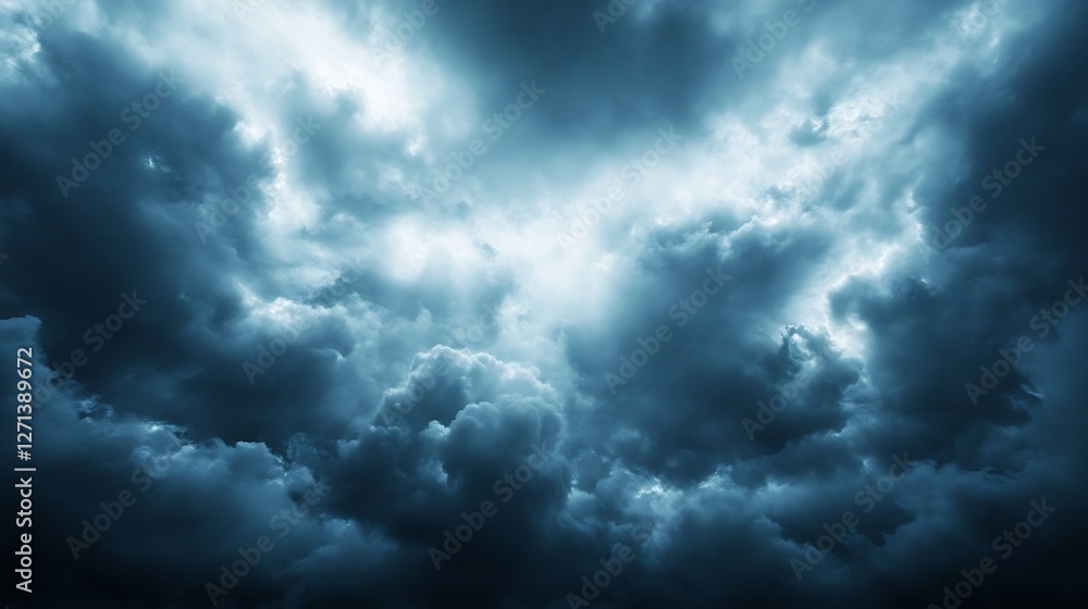 Aufkleber moody and intense atmosphere with stormy clouds filling the sky on a dark day : generative ai