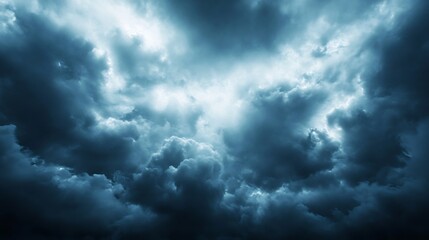 Fototapeta premium Moody and intense atmosphere with stormy clouds filling the sky on a dark day : Generative AI
