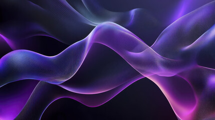 Obraz premium Abstract wavy background with smooth mesh gradients in purple and black tones creates futuristic and dynamic visual experience. flowing lines evoke sense of movement and depth