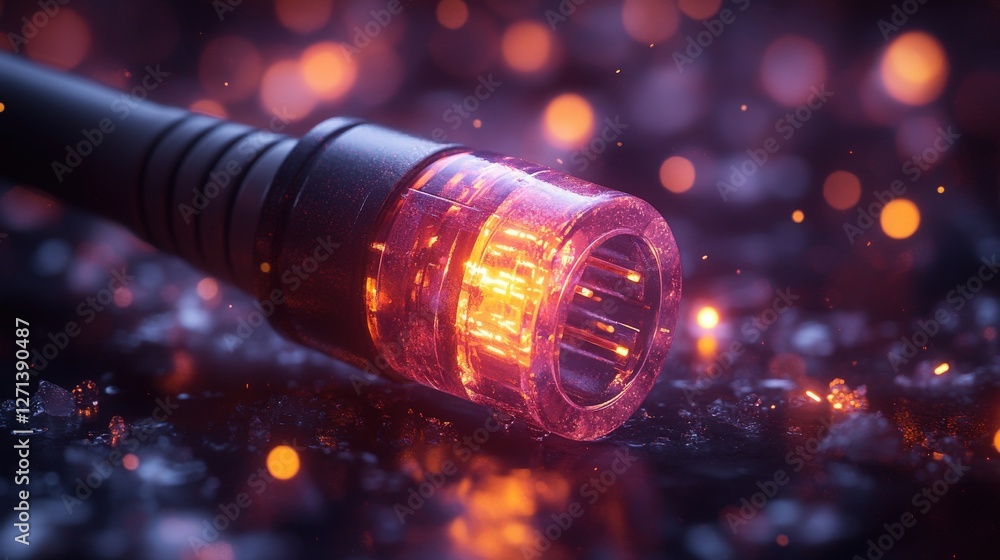 Aufkleber glowing connector cable with abstract bokeh background effect