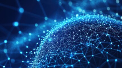 Abstract global technology background. Global network connection. Point and curve constructed the sphere wireframe. Digital innovation concept for your design.