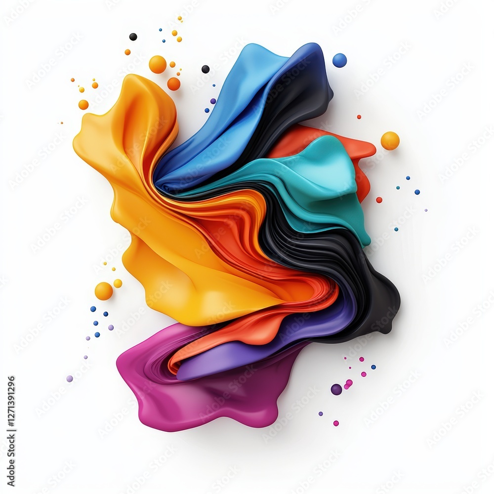 Poster a vibrant abstract design featuring flowing shapes and vivid colors, creating a dynamic visual exper