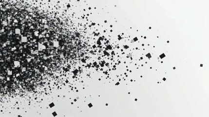 Pixel mosaic. Pixelated pattern, dispersion grayscale background. Business art gradient, square flying. Halftone matrix, blocks falling recent vector texture