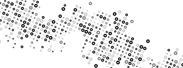 Versatile monochrome abstract background featuring a dot texture. Chaotic mosaic of random particles, linear bagel pattern. Vector design for banners, posters, websites, social media, presentation.
