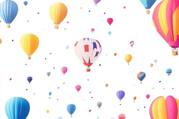 Obraz premium Vibrant Hot Air Balloons Soaring High: A Colorful Celebration of Flight and Adventure, Perfect for Travel, Adventure, and Festive Designs. These whimsical, isolated balloons add a touch of magic to 