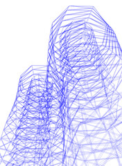 Vector Wireframe and Parametric Architecture – Futuristic Skyscrapers and Grid Structures