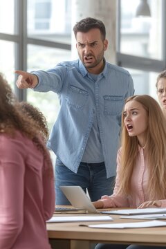 Angry Manager Berates Employee as Colleagues React in Shocked Silence Office Confrontation