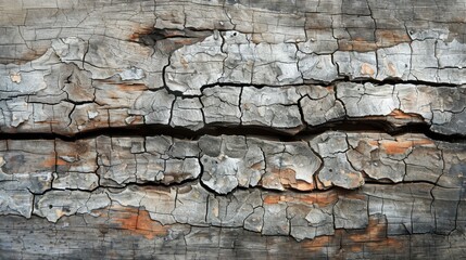 Obraz premium A detailed view of an old wooden surface with cracks, captured from above, showcasing a beautiful wood texture background