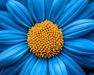 Close-up vibrant blue flower center, macro shot, nature background
