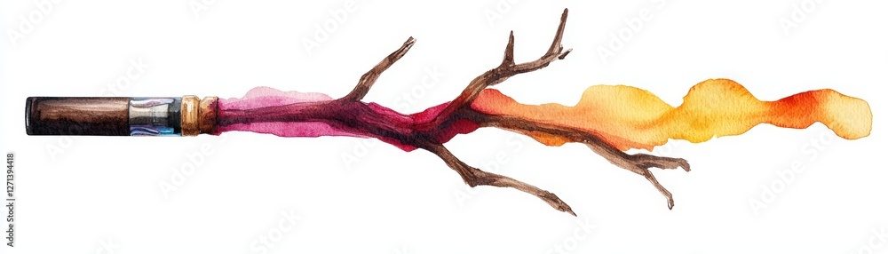 Poster a vibrant abstract image of a paintbrush transforming into colorful flames, symbolizing creativity a