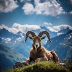 Obraz premium Alpine ibex livestock wildlife animal.
