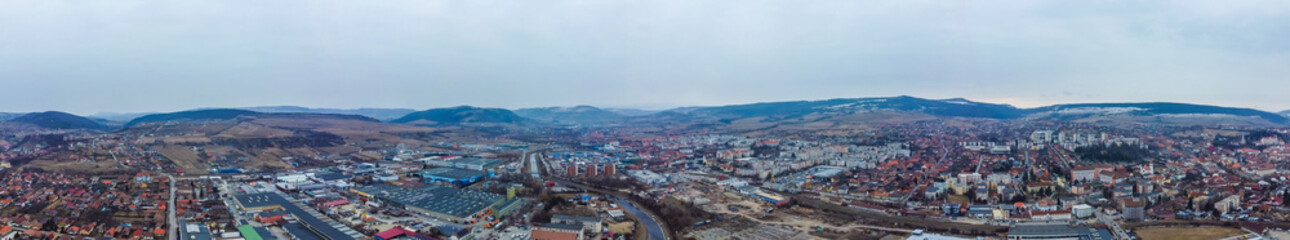 Fototapeta premium Odorheiul Secuiesc city in Harghita county - Romania seen from above