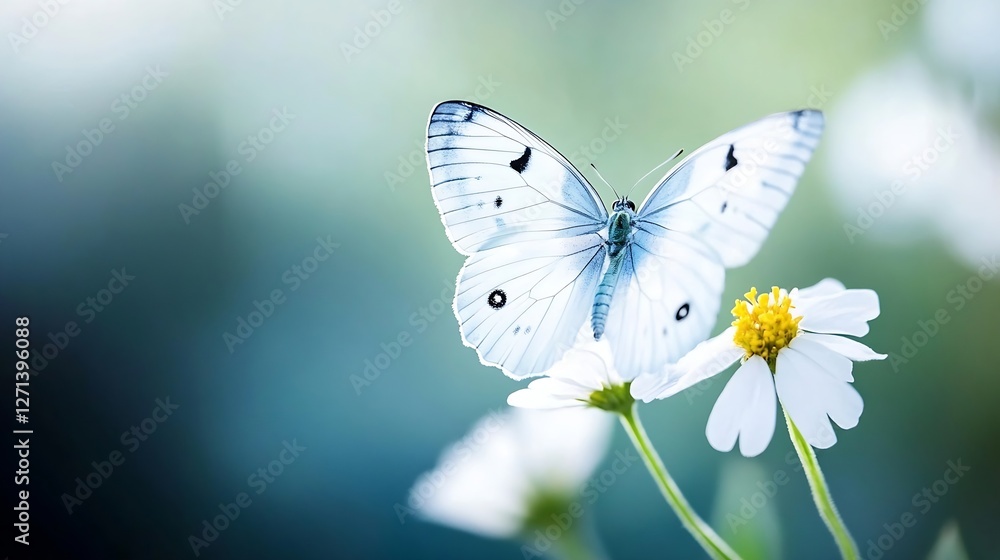 Poster stunning close up of a delicate butterfly perched on a flower in a soft blurred background of nature