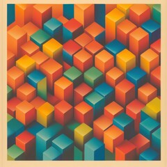 Obraz premium an abstract illustration of a three-dimensional design with colorful cubes.