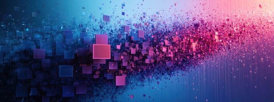Abstract Digital Data Stream:  A vibrant visualization of flowing information and digital transformation