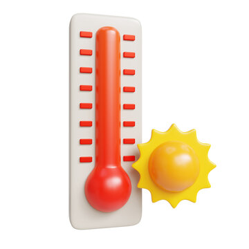 High temperature thermometer 3d render illustration on transparent background