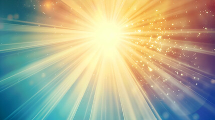 Radiant burst of light with colorful rays and sparkling particles creating a vibrant atmosphere